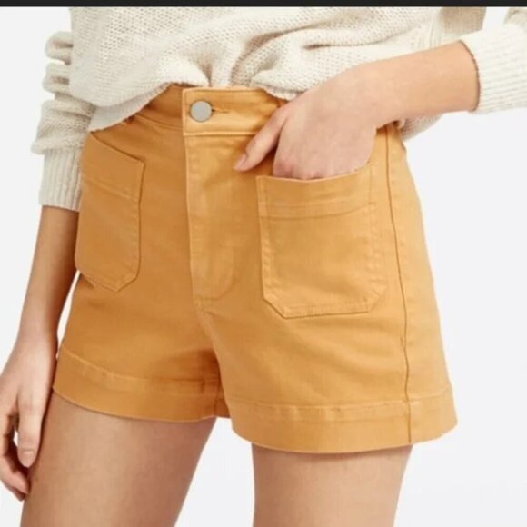 Everlane Women's High Rise Pocket Front 3" Inseam Denim Shorts Orange Size 2 - Picture 1 of 8